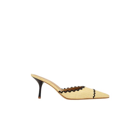 Helsa Pin Mule Gold Raffia Muslin Heel Size 7 - Picture 1 of 8
